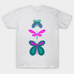 Butterflies Pink Turquoise T-Shirt